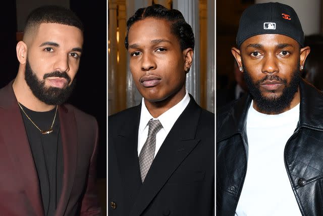 <p>Jeff Kravitz/BBMA2019/FilmMagic ; Michael Kovac/Getty ; Arturo Holmes/MG23/Getty</p> Drake during the 2019 Billboard Music Awards on May 1, 2019 in Las Vegas, Nevada. ; A$AP Rocky attends the 2023 LACMA Art+Film Gala on November 04, 2023 in Los Angeles, California. ; Kendrick Lamar attends The 2023 Met Gala Celebrating "Karl Lagerfeld: A Line Of Beauty" on May 01, 2023 in New York City.