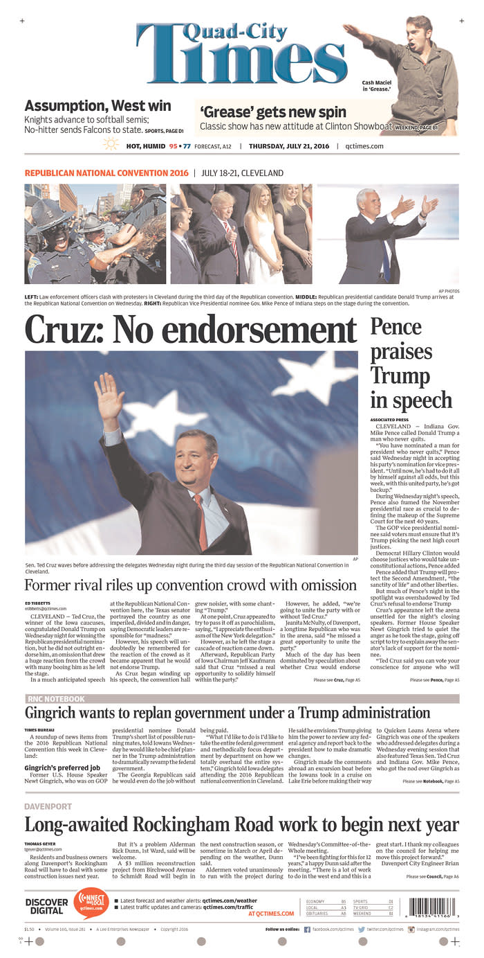 Cruz: No endorsement - Quad-City Times