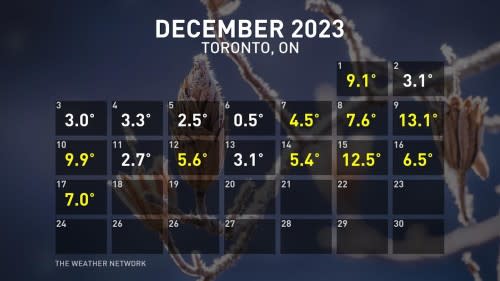 Toronto December 2023 calendar
