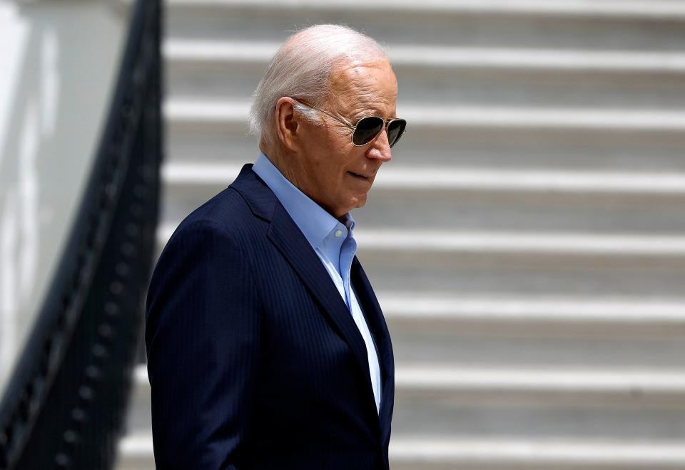 President Joe Biden departs the White House on April 30, 2024 in Washington, DC. Biden is traveling to Delaware for a campaign event.