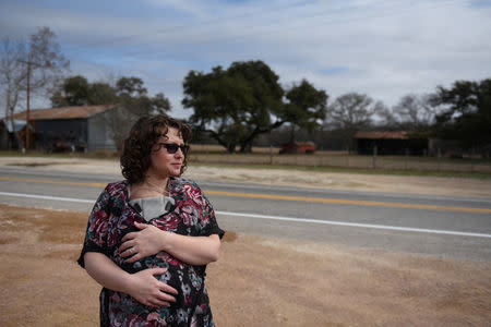 Lauren Hoffmann, 29, a college program manager, holds her son Micah at Sister Creek Vineyards in Boerne, Texas, U.S., February 16, 2019. REUTERS/Callaghan O'Hare