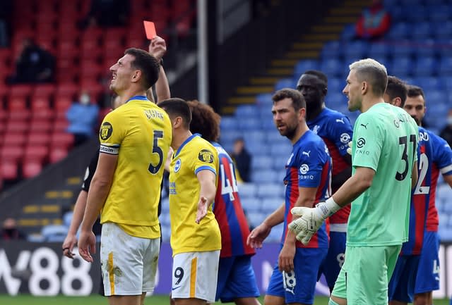 Lewis Dunk saw red late on 