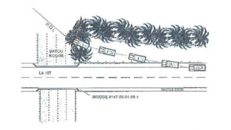 A diagram of Megan Parra's car accident provided with the state trooper's crash report.  / Credit: Louisiana Department of Public Safety