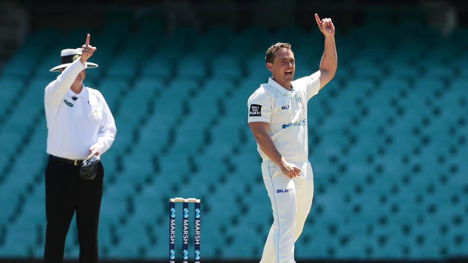 Pictured here, Steven O'Keefe in action for NSW in Sheffield Shield.