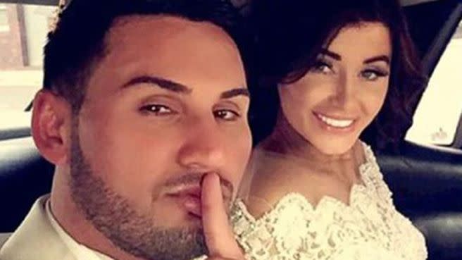 Pictured with his wife on his wedding day, Salim upset some residents when he closed off streets for the celebration. Photo: 7News