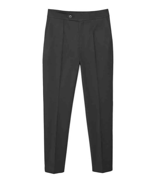 Mango Straight Cotton Trousers in Black