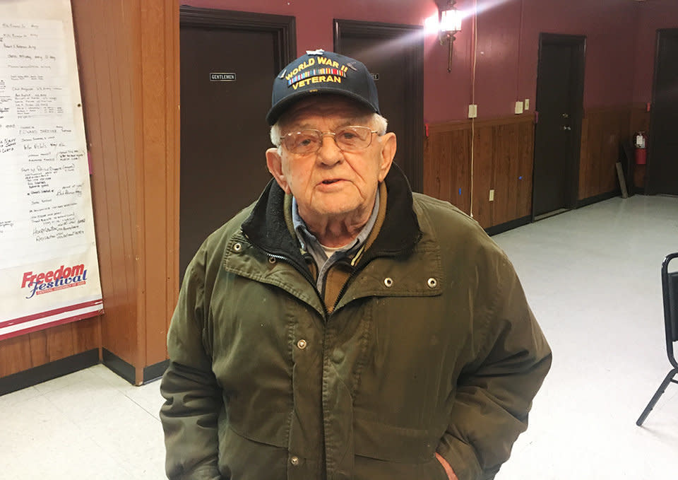 Ted Skowvron, a 93-year-old World War II veteran and retired union crane operator, is angry about President Donald Trump. At an event for Democrat Conor Lamb at the American Legion post in Houston, Pennsylvania, on Jan. 13, Skowvron braved the snow and below-freezing temperatures to encourage Lamb to take on the president. <br /><br />"I just wanted to let you know: Get in there and get him out. Cuss if you don't do it. I'm coming down myself,"&nbsp;Skowvron&nbsp;said. "The way Trump talks to people, the way he's treating the world ... He's ruining the country," Skowvron added.