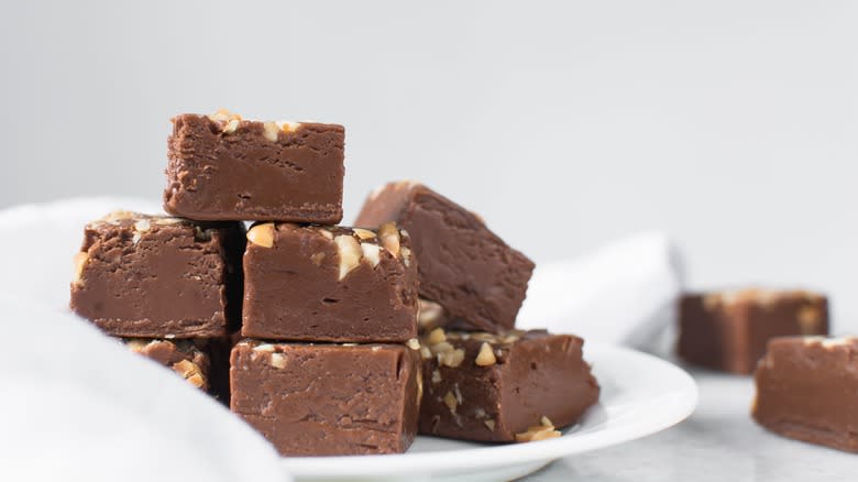 Plate of chocolate fudge