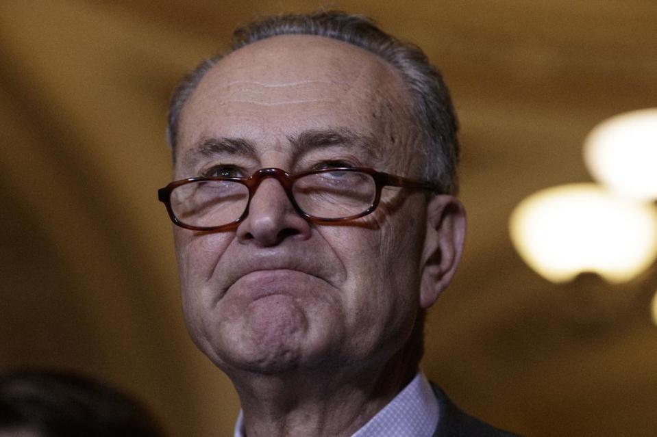Senate Minority Leader Chuck Schumer, D-N.Y. pauses during a news conference on Capitol Hill in Washington, Wednesday, Feb. 15, 2017, to call for an investigation into President Donald Trump's administration over its relationship with Russia, including when Trump learned that his national security adviser, Michael Flynn, had discussed U.S. sanctions with a Russian diplomat. (AP Photo/J. Scott Applewhite)