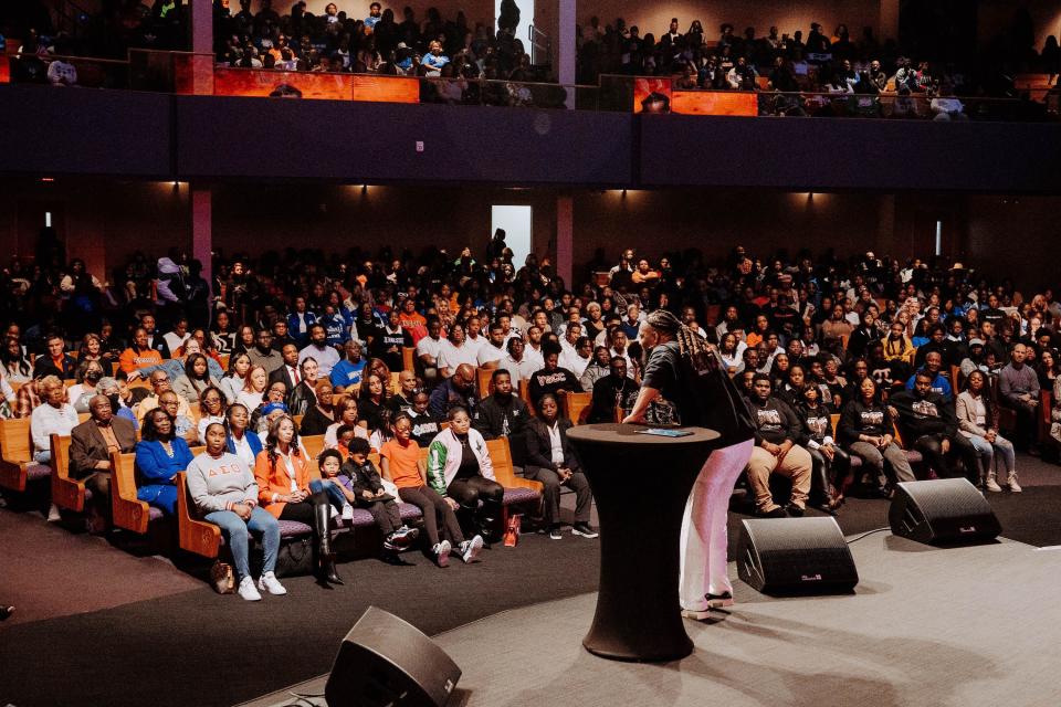 Nashville's Mt. Zion Baptist Church during a Sunday morning service on Nov. 12, 2023, which is when the megachurch celebrated its annual College Sunday to award college students scholarships.