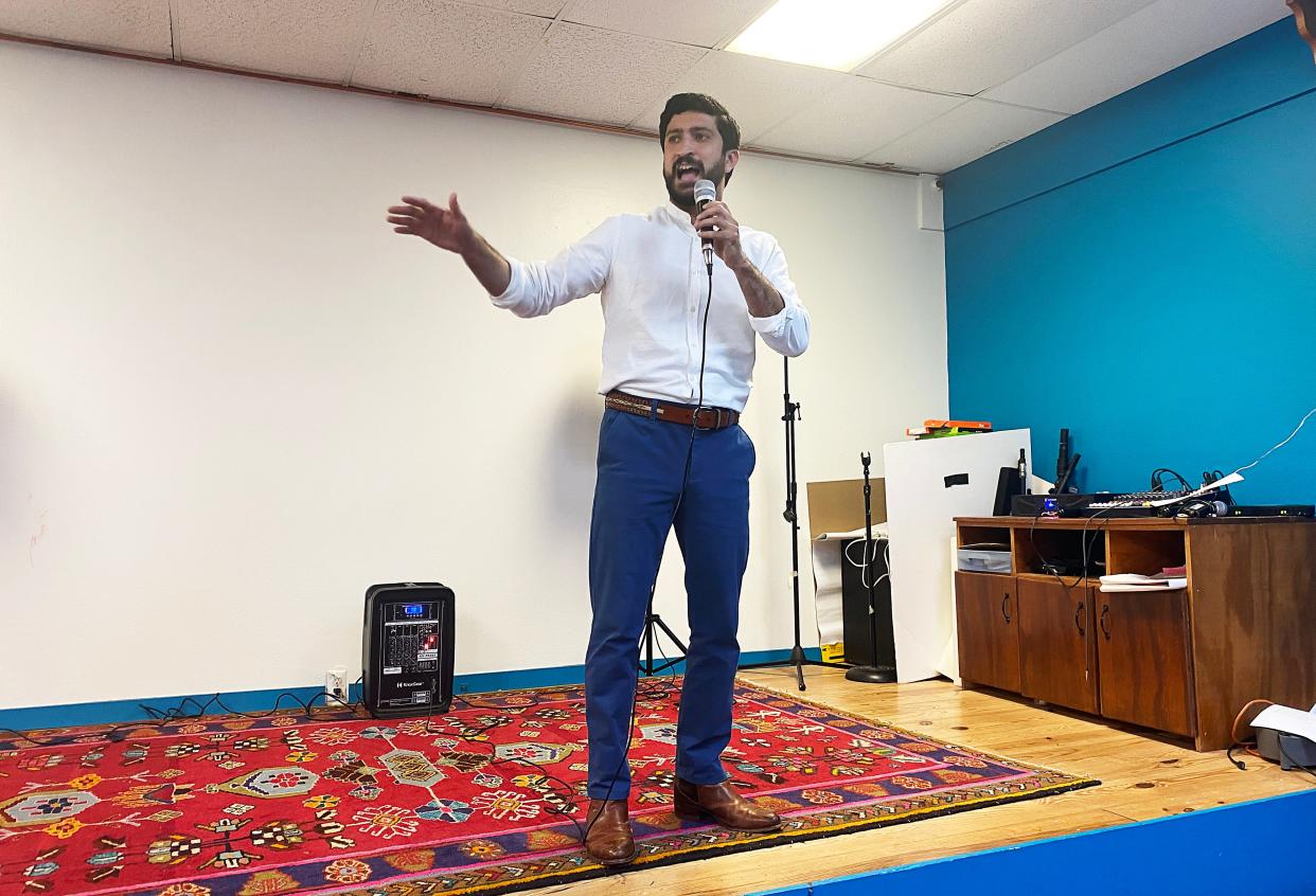 U.S. Rep. Greg Casar, D-Austin, speaks during a town hall at Workers Defense Project in East Austin on Thursday, June 20, 2024, to announce a proposed federal rule to strengthen workers' protections from heat-related hazards.