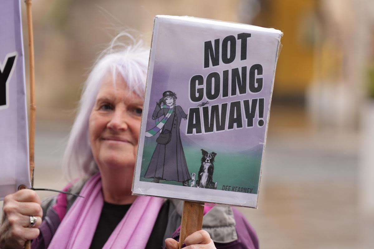 A Women Against State Pension Inequality protest was staged outside the Scottish Parliament in Edinburgh (Andrew Milligan/PA) <i>(Image: PA)</i>