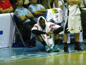 Marqus Blakely could only watch from the bench after he fouled out with 8:30 left. (Yahoo!PH Sports)