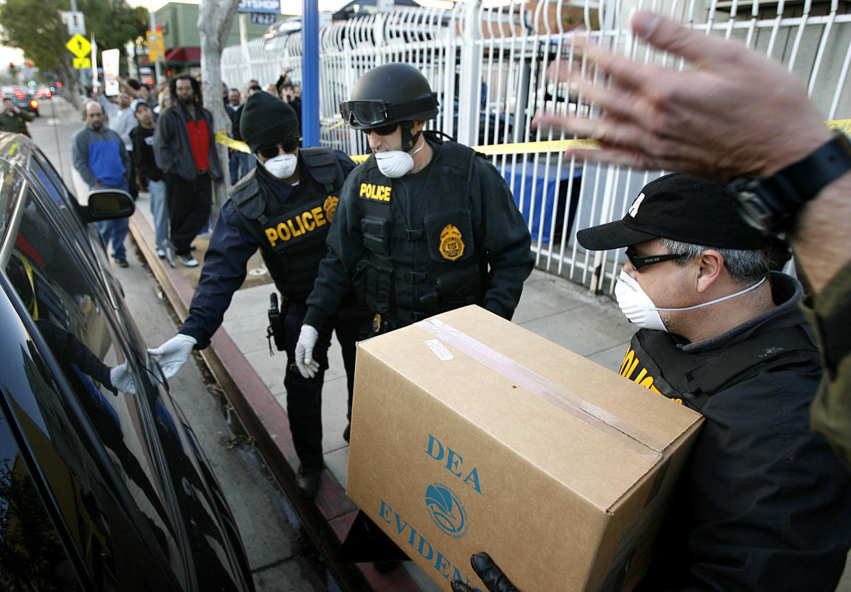 DEA agents&nbsp;have raided medical marijuana distribution&nbsp;centers, including the Farmarcy in West Hollywood.&nbsp; (Photo: Wally Skalij via Getty Images)