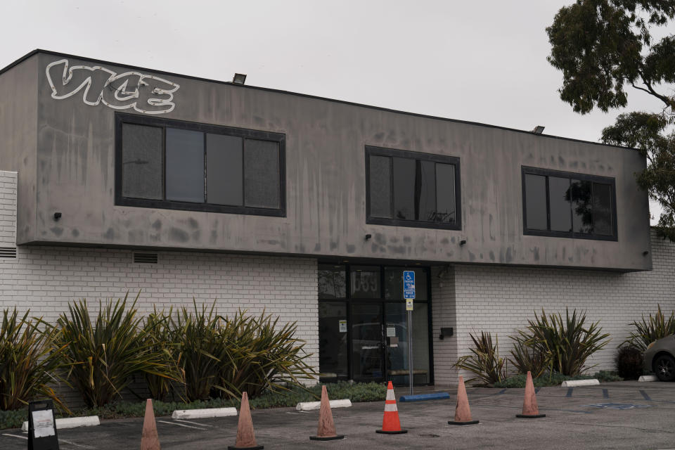 Vice Media's office building is seen in Los Angeles, Monday, May 15, 2023. Vice Media is filing for Chapter 11 bankruptcy protection, the latest digital media company to falter after a meteoric rise. (AP Photo/Jae C. Hong)