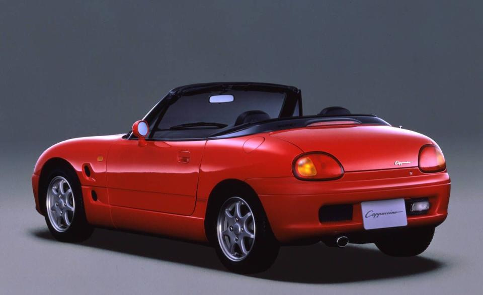 <p>The Cappuccino is a Japanese-market Kei car never sold in America. Used examples are old enough that they're legally allowed to be imported here, and often times, they can be had for less than $10,000 all-in. <a href="https://www.ebay.com/itm/1992-Suzuki-Cappuccino/124175730568?hash=item1ce9734788:g:zWsAAOSwPqpeHpki" rel="nofollow noopener" target="_blank" data-ylk="slk:This one;elm:context_link;itc:0;sec:content-canvas" class="link ">This one</a> on eBay is listed for just $7000. </p>