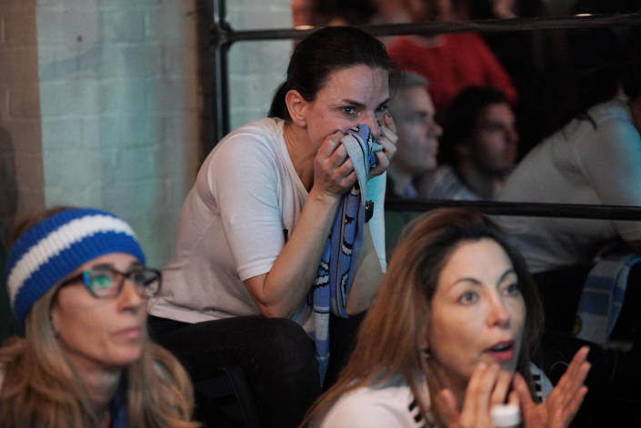 Argentina fans at Moo Cantina in Pimlico, London watch a screening of the World Cup final between France and Argentina. Picture date: Sunday December 18, 2022. (Photo by Yui Mok/PA Images via Getty Images)