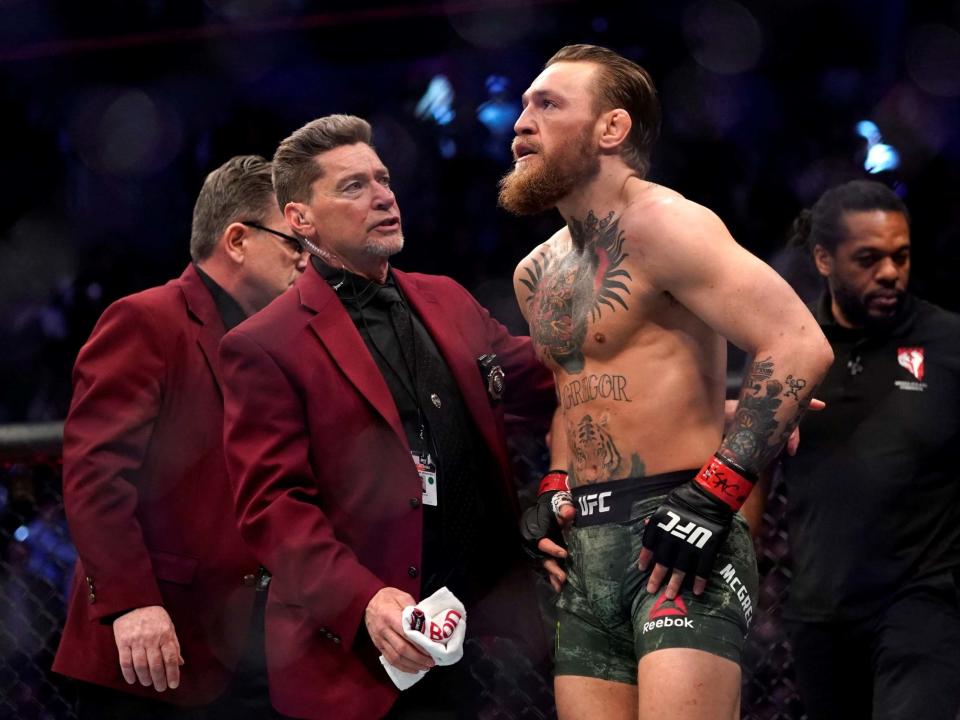 Conor McGregor reacts after winning his fight against Donald Cerrone: REUTERS