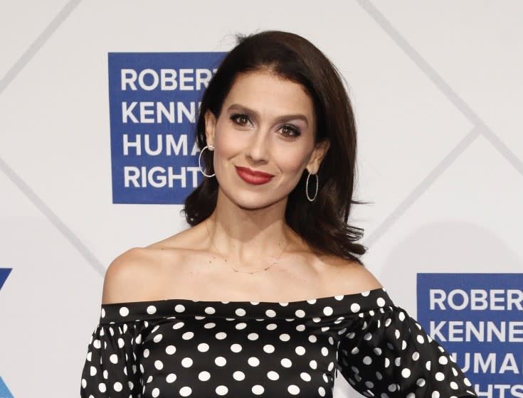 FILE - This Dec. 12, 2018 file photo shows Hilaria Baldwin at the 2018 Robert F. Kennedy Human Rights Ripple of Hope Awards in New York. Baldwin has confirmed on Instagram that she had a miscarriage. In an essay for Glamour magazine, Baldwin wrote she chose to share the moment because having a miscarriage would hurt if she "went through it in silence." (Photo by Andy Kropa/Invision/AP, File)