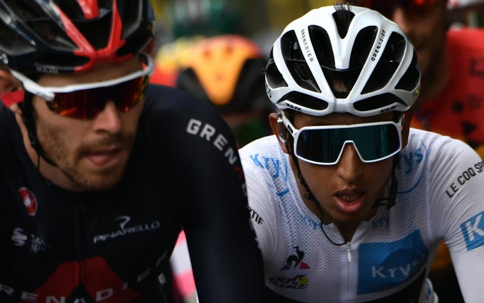 Team Ineos rider Colombia's Egan Bernal wearing the best young's white jersey rides during the 12th stage of the 107th edition of the Tour de France cycling race, 218 km between Chauvigny and Sarran, on September 10, 2020 - MARCO BERTORELLO/AFP via Getty Images)