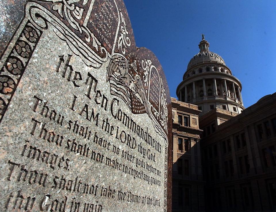 This tablet of the Ten Commandments is located on the grounds of the Texas Capitol Building.  (Larry Kolvoord/AMERICAN-STATESMAN/File)