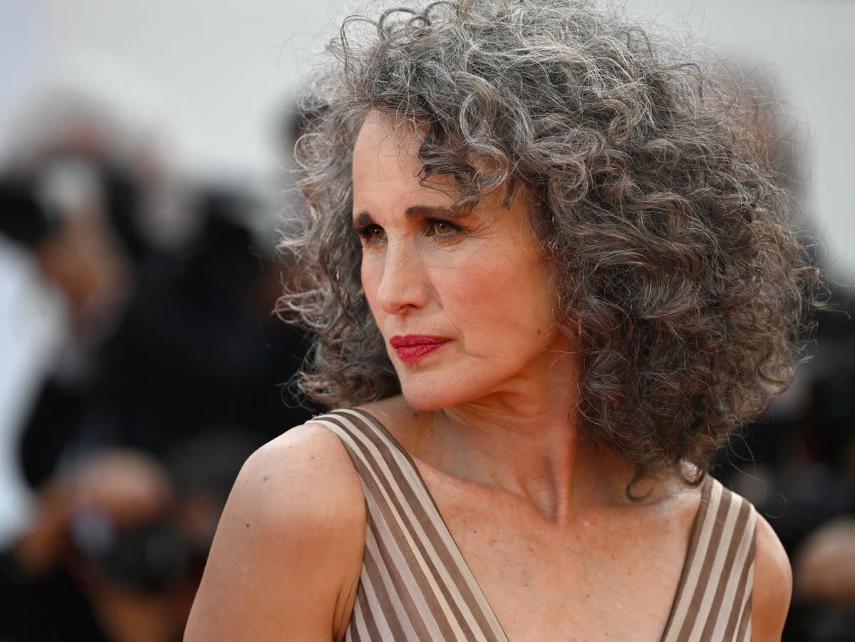 Andie MacDowell debuted her grey hair at Cannes 2021 (AFP via Getty Images)