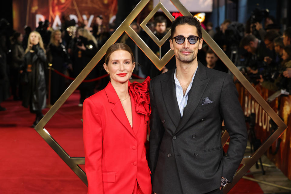 LONDON, ENGLAND - JANUARY 12: Millie Mackintosh and Hugo Taylor attend the UK Premiere of 