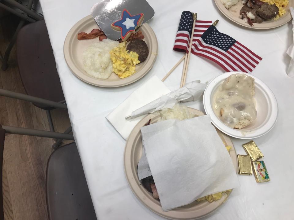 Veterans and their family members were served breakfast during the Operation Thank You Veterans Day breakfast at the American Legion Sauls-Bridges Post 13 in Tallahassee, Fla. Monday, Nov. 12, 2018. 