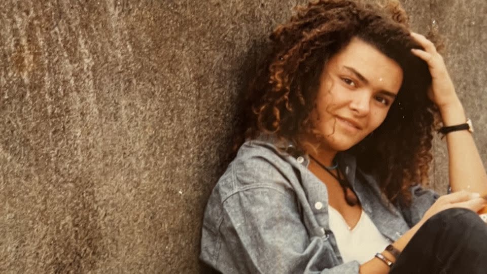 Here's Cristina, photographed by Matt, at London's Trafalgar Square on the day they met in August 1984. - Matt Reinecke and Cristina Farina