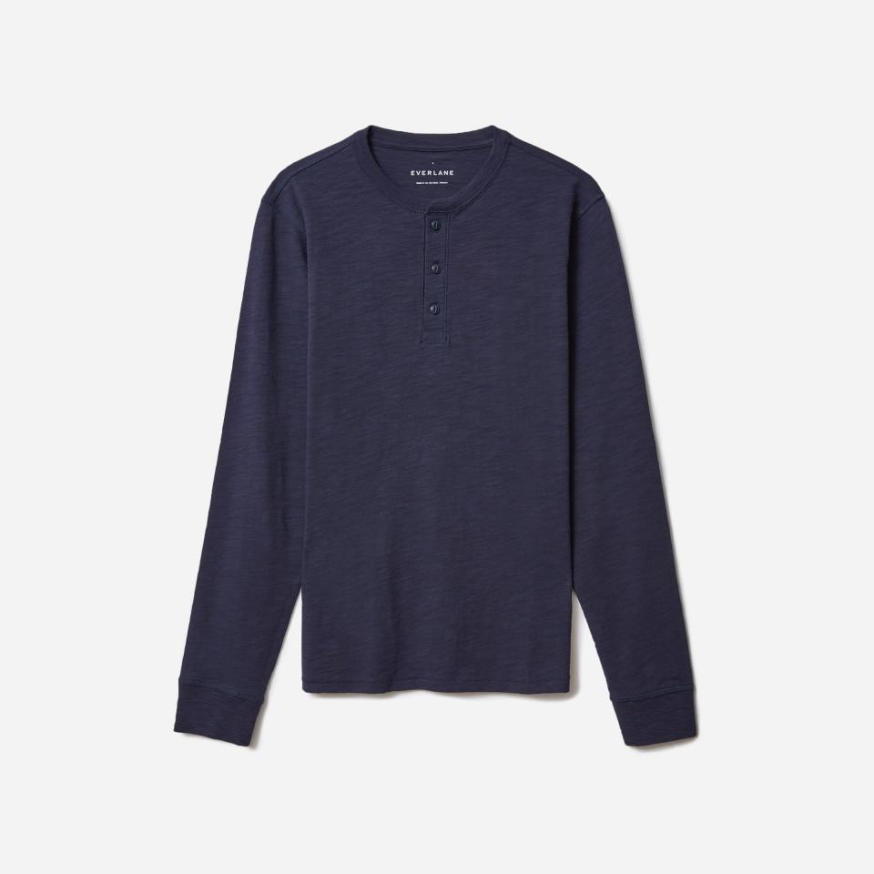 The Organic Premium-Weight Slub Henley - Navy