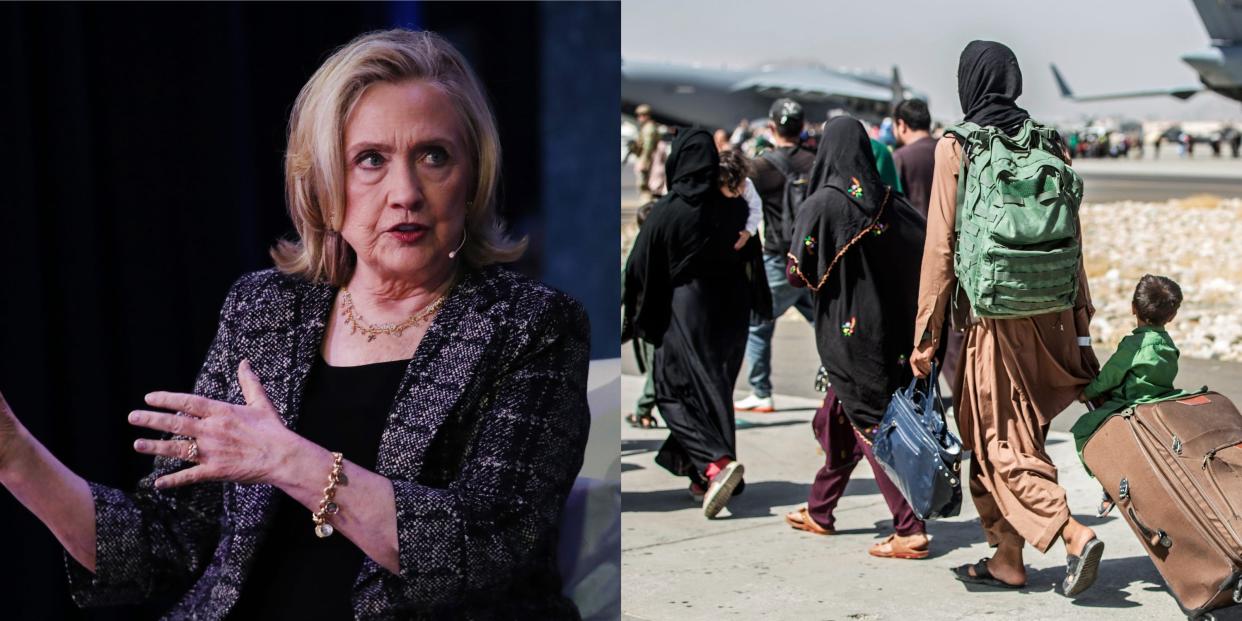 Hillary Clinton and families leaving Afghanistan