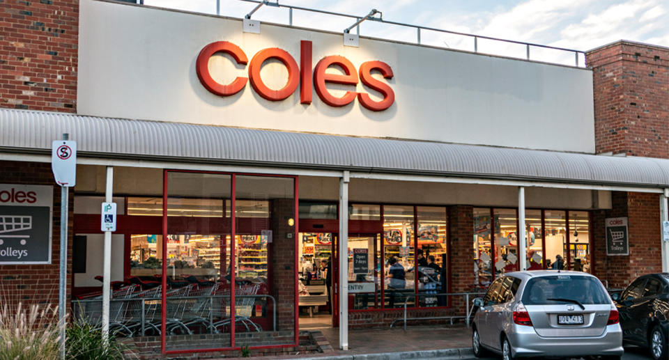 The front of a Coles supermarket pictured. 