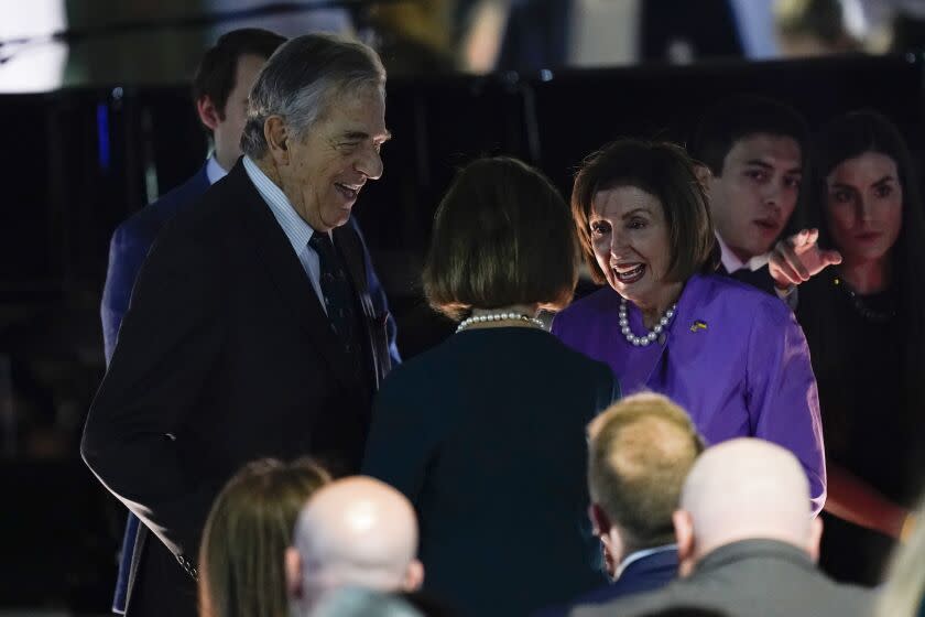 House Speaker Nancy Pelosi of Calif., and her husband Paul Pelosi arrive before President Joe Biden speaks on the South Lawn of the White House in Washington, Friday, Sept. 23, 2022, before a performance by Elton John. John is calling the show "A Night When Hope and History Rhyme," a reference to a poem by Irishman Seamus Heaney that Biden often quotes. (AP Photo/Susan Walsh)