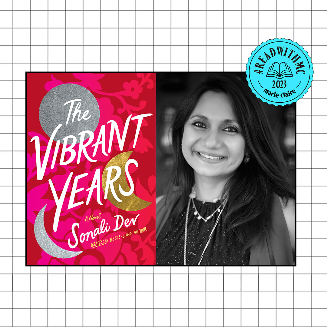  Sonali Dev and the book cover for Vibrant Years 