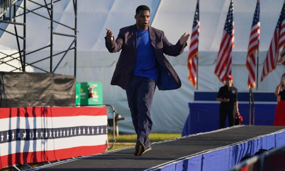 Walker takes the stage at a ‘Save America’ rally in Perry, Georgia, on 25 September 2021.