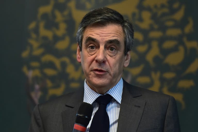 French presidential election candidate for the right-wing Les Republicains (LR) party Francois Fillon delivers a speech in Paris on March 14, 2017