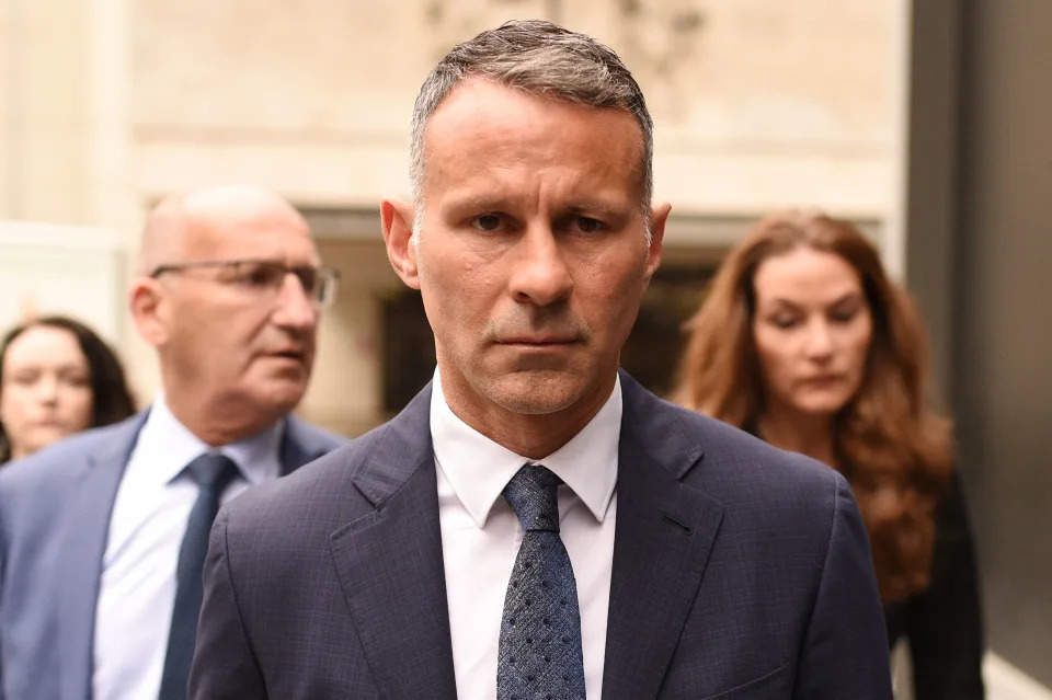 Wales manager and former Manchester United star Ryan Giggs  leaves Manchester crown court after appearing on assault charges in Manchester, northwest England on May 28, 2021. (Photo by Oli SCARFF / AFP) (Photo by OLI SCARFF/AFP via Getty Images)