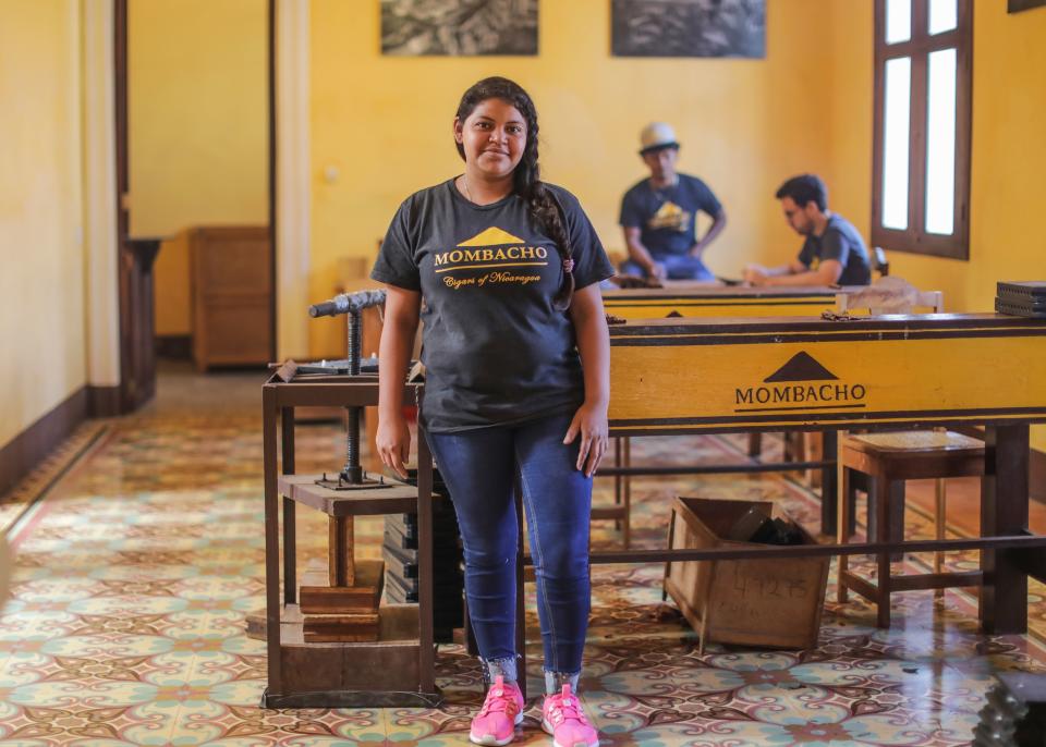 Betania Gutierrez, a tobacco roller at the Momotombo Factory, poses in Granada, Nicaragua, on&nbsp;Feb. 26, 2018.