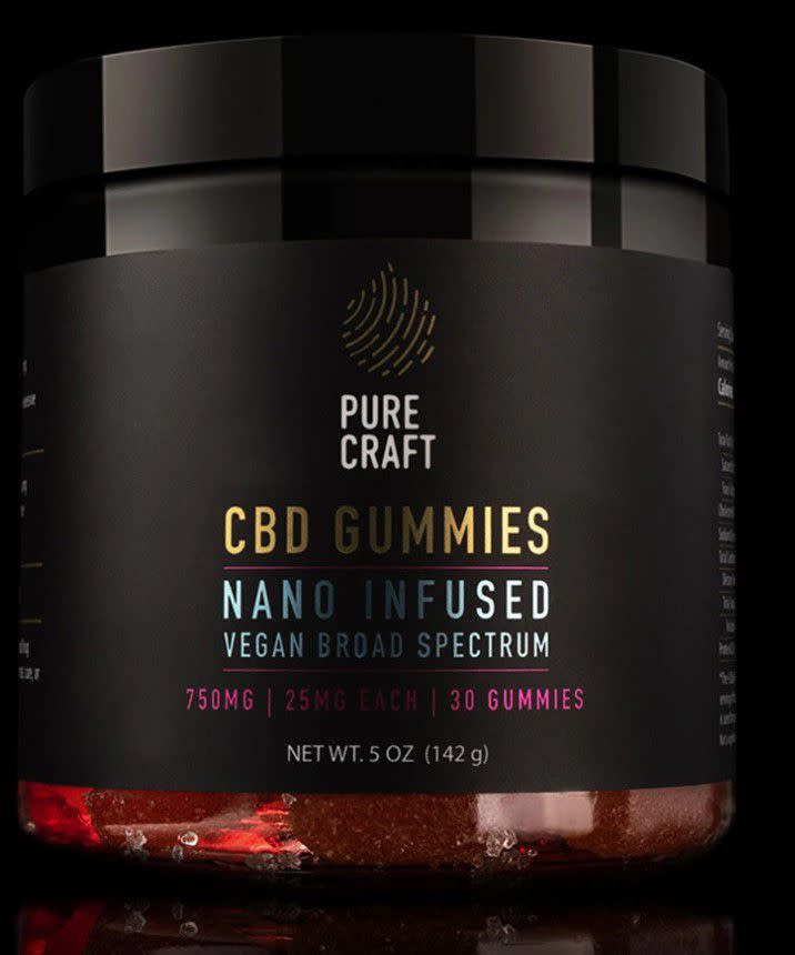 <p>Gummies are a popular and yummy way to enjoy CBD. Each vegan Pure Craft gummy contains 25mg of USA-grown nano-optimized (this allows for faster absorption) broad-spectrum CBD. Each jar holds an assortment of 30 fruit-flavored gummies that have no CBD aftertaste. The recommended dose is 1-2 gummies.</p><span class="copyright"> Pure Craft </span>