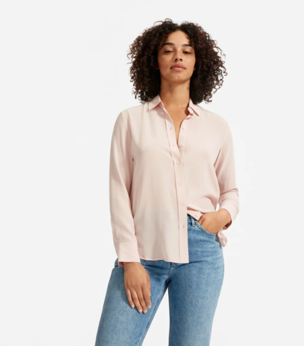 The Clean Silk Relaxed Shirt in rose