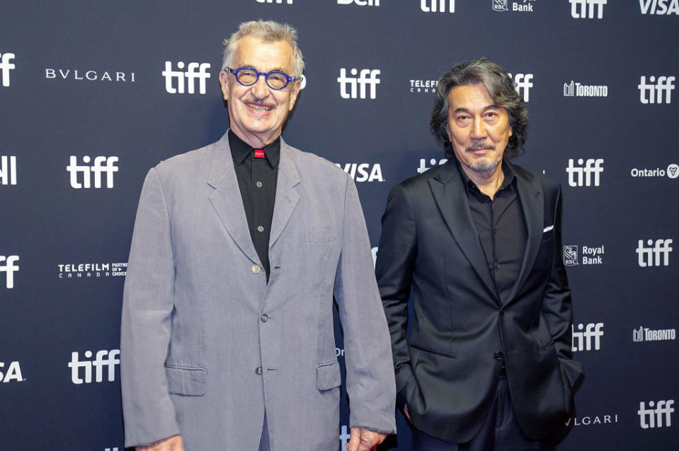 TORONTO, ONTARIO - SEPTEMBER 07: (L-R) Wim Wenders and Kōji Yakusho attend the "Perfect Days" premiere during the 2023 Toronto International Film Festival at TIFF Bell Lightbox on September 07, 2023 in Toronto, Ontario. (Photo by Shawn Goldberg/Getty Images)