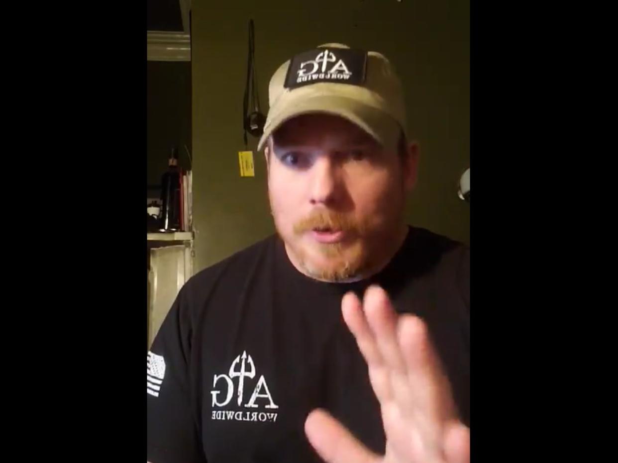 Ex-Navy Seal Adam Newbold in a Facebook video before the Capitol Riot (Facebook)