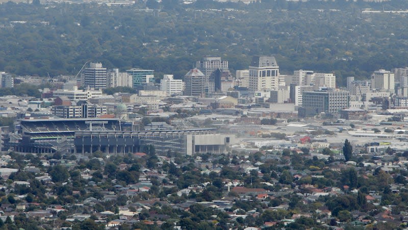 FILE - In this Feb. 28, 2011, file photo, a general view of Christchurch's central business district is seen in New Zealand. The country's government has tightened visa rules due to "unsustainable" migration to the country. (AP Photo/Mark Baker, File)