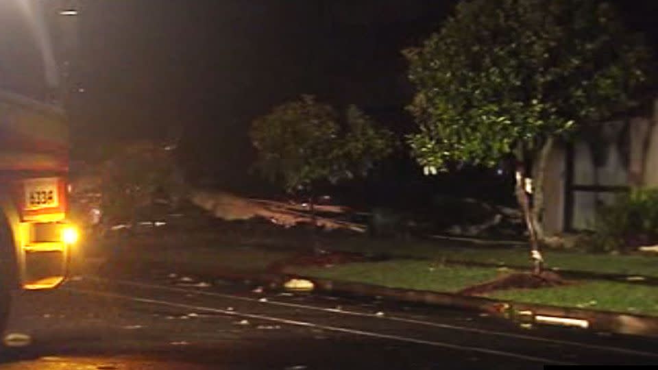 Strong winds also lashed the area, with gales in the Hunter Valley reaching almost 100km/h. Photo: 7 News