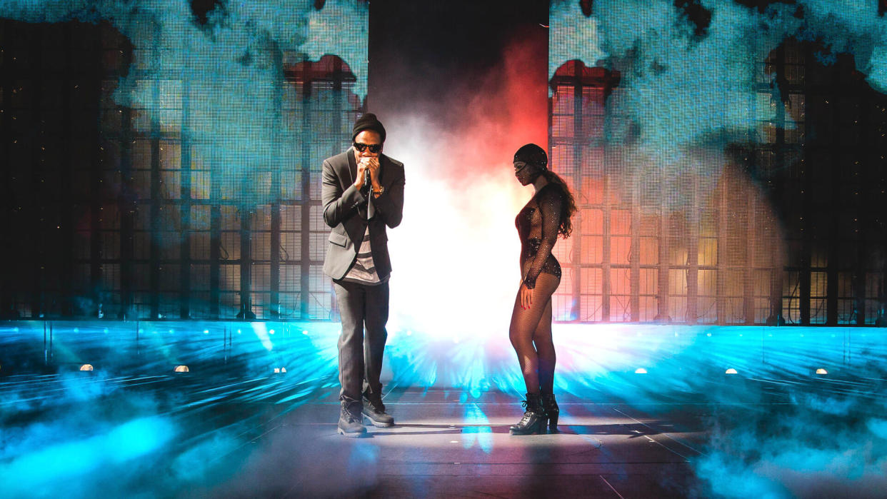 JAY Z and Beyonce perform during the On The Run tour at Citizens Bank Park, in PhiladelphiaBeyonce and Jay Z - On the Run Tour - , Philadelphia, USA - 5 Jul 2014.