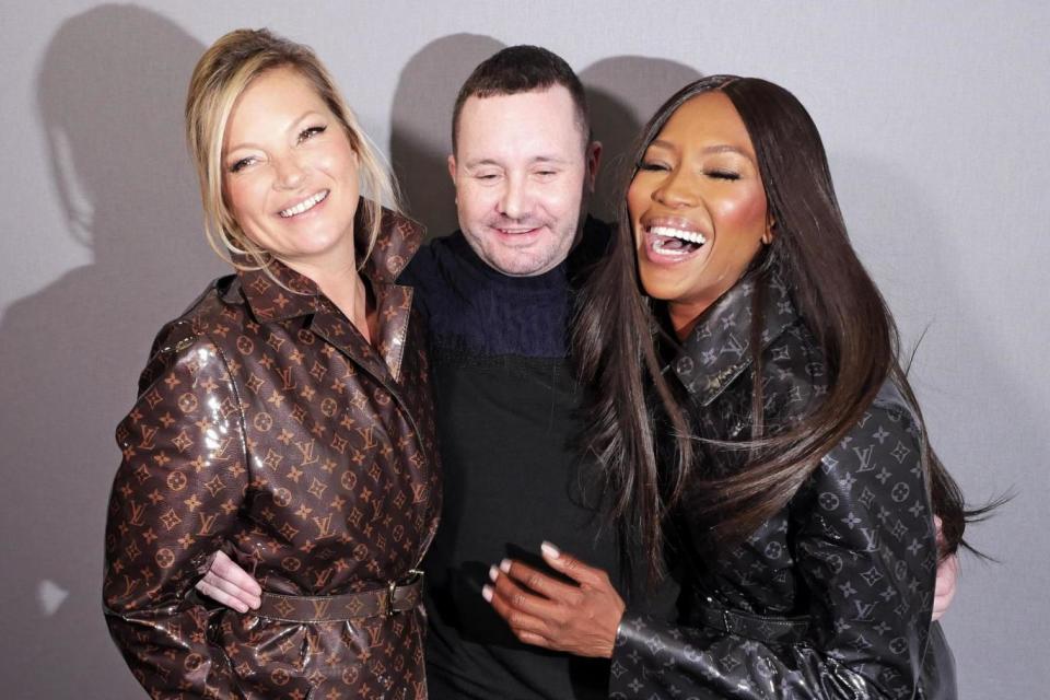 Leaving Louis Vuitton: Kim Jones with mates Kate Moss and Naomi Campbell (Rex Features)