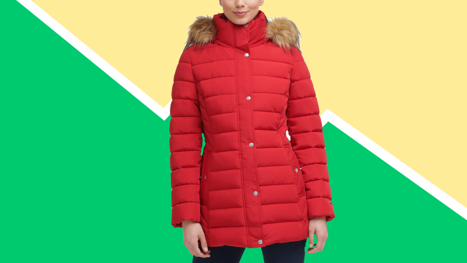 Get this Tommy Hilfiger Faux-Fur-Trim coat for only $94.49