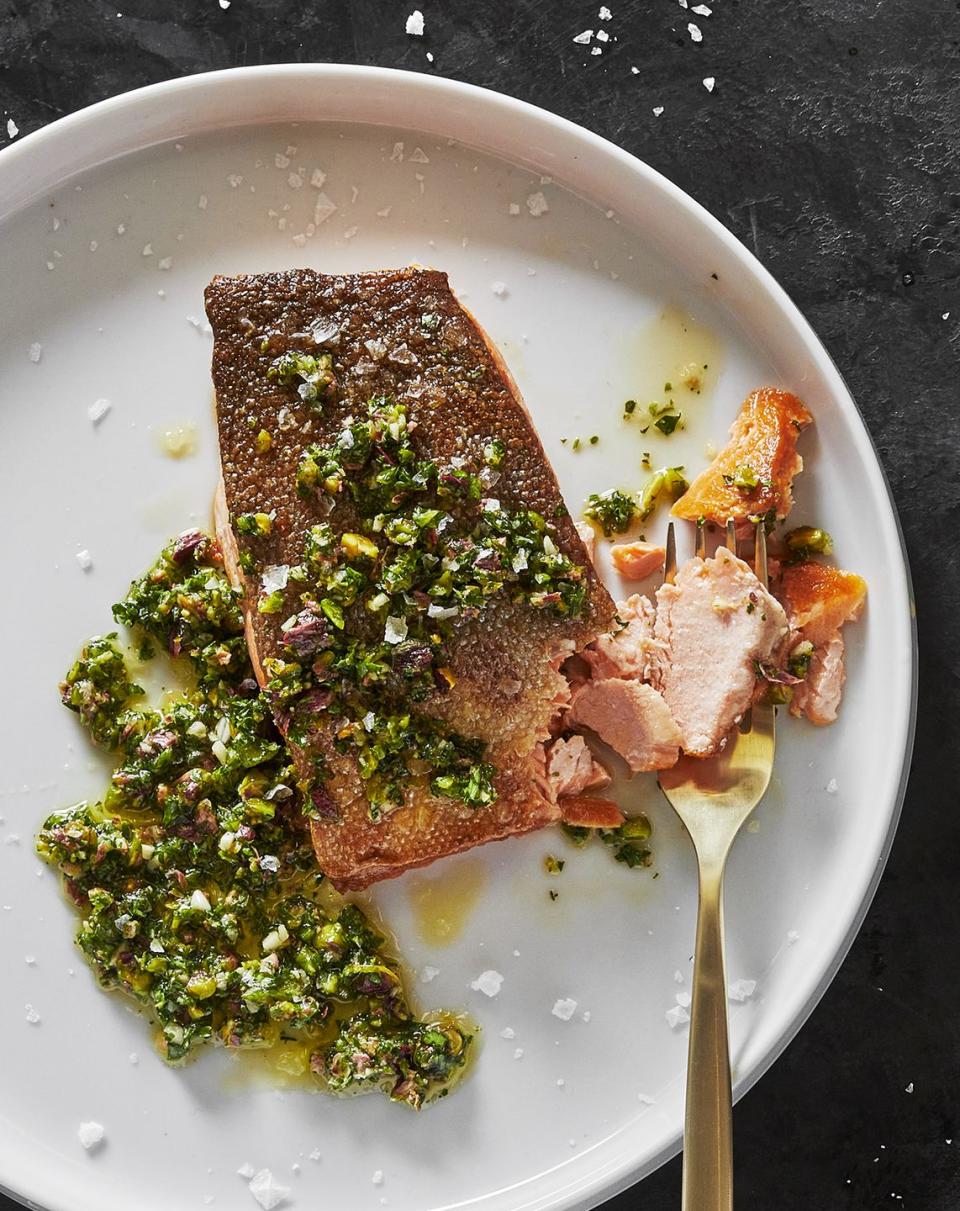 Arctic Char with Pistachio Gremolata