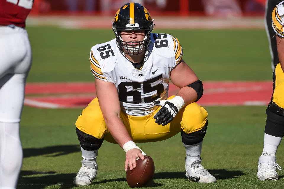 Iowa's Tyler Linderbaum is the best center in the 2022 NFL draft. (Photo by Steven Branscombe/Getty Images)