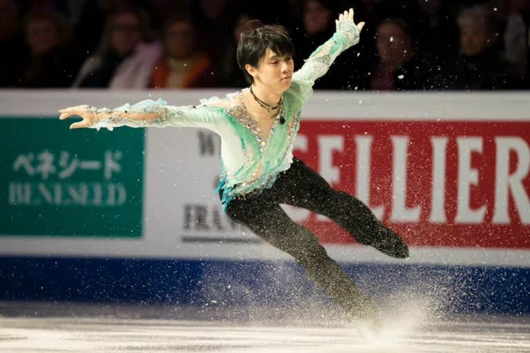 Yuzuru Hanyu of Japan skates during the ISU World Figure Skating Championships, at TD Garden in Boston, Massachusetts, in April 2016